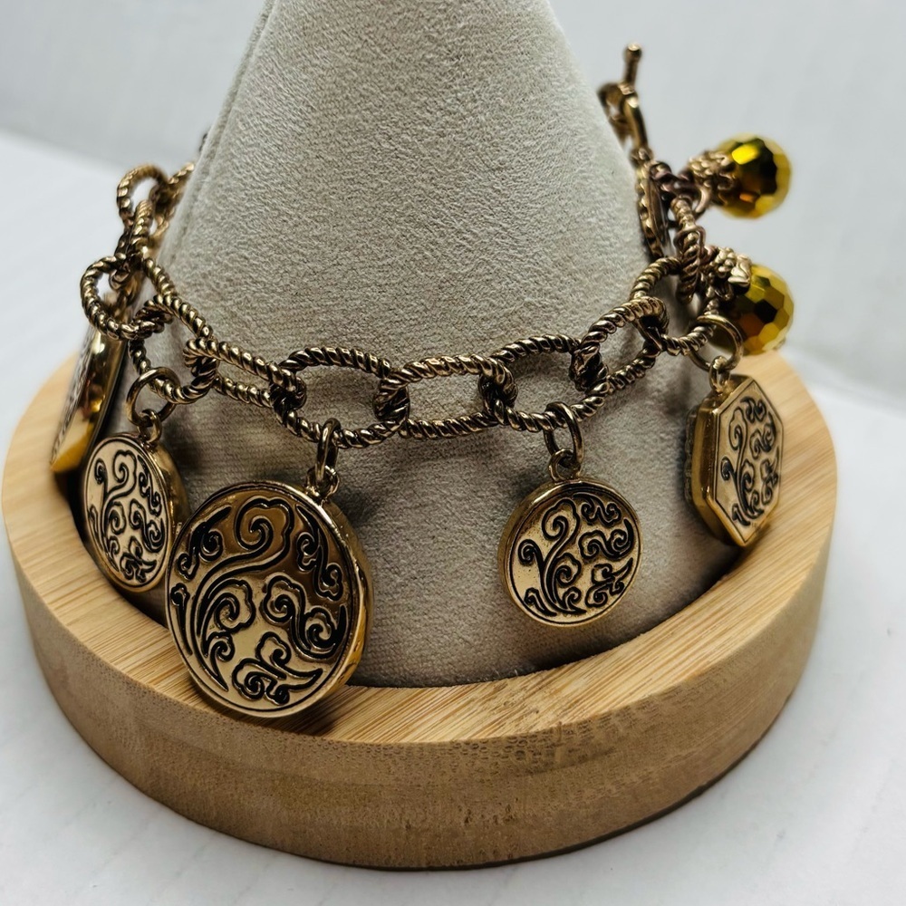 AMY KAHN RUSSELL Vintage Gold Rare Coin Charm Bracelet - Picture 7 of 13